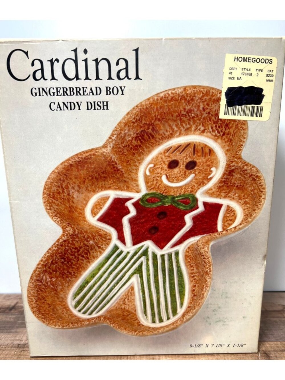 Cardinal Gingerbread Boy Dish Handpainted Earthenware Christmas Decoration